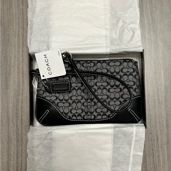 Coach Signature Black and Gray Wristlet - Picture 4 of 4